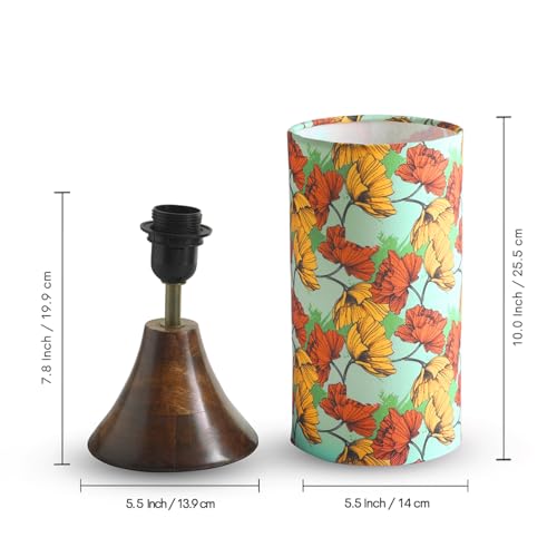 Image of ExclusiveLane 'Autumn Glow' Mango Wooden Table Lamp for Bedroom Living Room Home Decoration & Bedside Lamp Bed Lamps for Side Table Side Lamp for Bed Room (40.5 Cm, Without Bulb, Handcrafted)