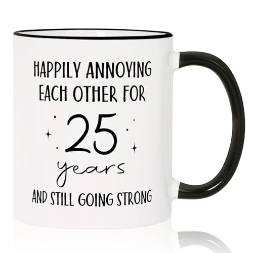 Shqiueos 25th Anniversary Funny Gifts for Husband Wife 11oz Mug
