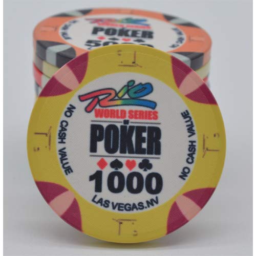 WSOP-World Series Ceramic Chips by Poker Replica Value 1000 - Blister Pack of 25 Chips