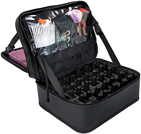 Ethereal Nail Polish Organizer Bag, Nail Polish Holder Travel Case Portable Nail Polish Storage Case Double Layer, Hold 30 Bottles (15ml - 0.5 fl.oz)
