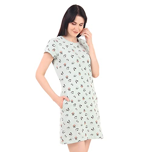 Image of Stories.Label Women Cotton Long T-Shirt Dress in Knee Length with Side Pockets Include Plus Sizes (Size S -5XL)
