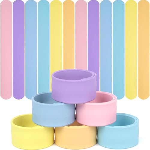 LovesTown 12 PCS Silicone Slap Bracelets Pastel Snap Bracelet Party favors