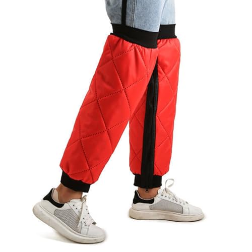 Reyox Unisex Waterproof Knee Pads with Zipper, Warm Leg Sleeves, Winter Thermal Leg Warmer for Outdoor Sports Red 27.6 inch