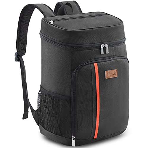 Lifewit 30 Cans Backpack Cooler Waterproof Insulated Soft Lunch Backpack Lightweight Leakproof Cooler Bag for Men Women Adults for Work Picnics Beach Camping Travel Outdoor Activities Black