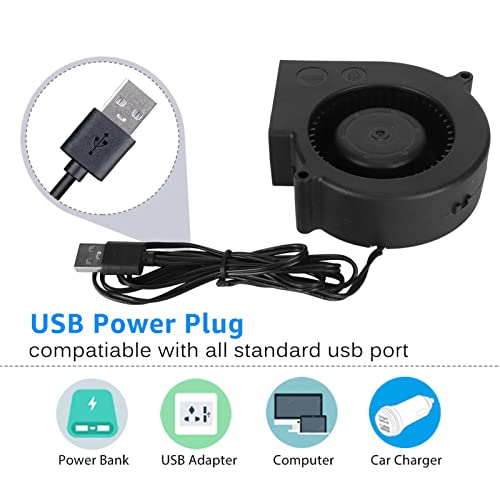 9733 97mm X 97mm X 33mm 5V USB Blower Brushless Cooling Fan, Micro Mini USB 5 Volt Fans - Image 2