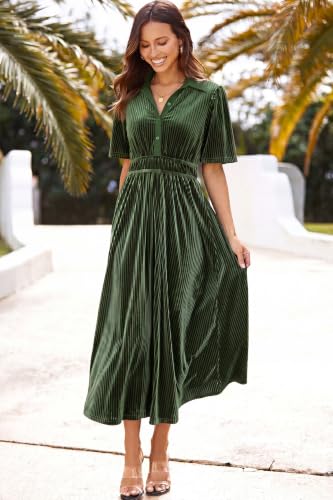 Image of Sissyaki Velvet Maxi Dress Fall Wedding Guest Dress 2026 | Semi Formal to Formal Events, Family Pictures, Holiday Party Dinner Dress