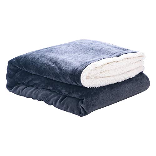 Sherpa Fleece Blanket,BS Super Soft Cozy Lightweight Throw Blankets for All Season, Warm Breathable Microfiber Plush Blanket for Couch Sofa Bed (Black, Throw (50