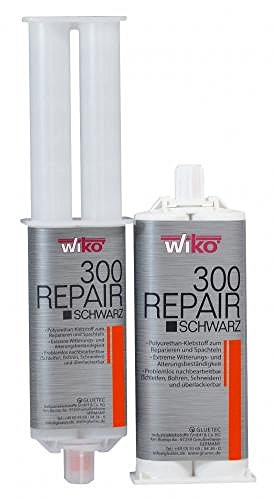 2K PUR Industriekleber Kunststoffkleber Kunststoffreparatur GFK Klebstoff SCHWARZ 50 ml inkl. 2 Mixtüllen für Karosserie- und Fahrzeugbau