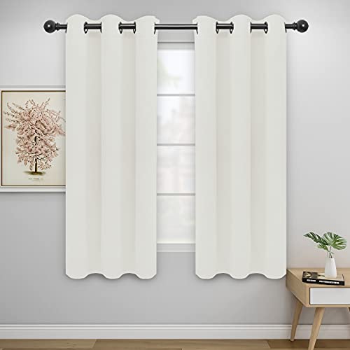 Image of Easy-Going Blackout Curtains for Bedroom, Solid Thermal Insulated Grommet and Noise Reduction Window Drapes, Room Darkening Curtains for Living Room, 2 Panels(42x63 in, Ivory)