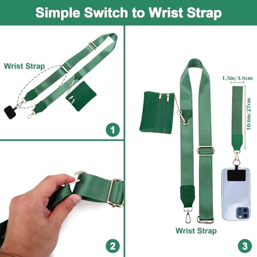 Image of XANGNIER Clip and Go Strap for Phone with Wallet Crossbody, Phone Strap with Zippered Wallet, Adjustable Anti Theft Cellphone Lanyard for Women, Cellphone Chain Accessories,Multicolor 14