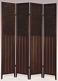 SQF Wood Shutter Door Room Divider 4 Panel Espresso,