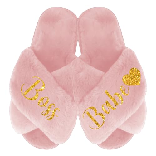 Fluffy Women Slippers, Boss Babe Gifts for Women, Mothers Day Slippers, Cozy Mom Gifts4