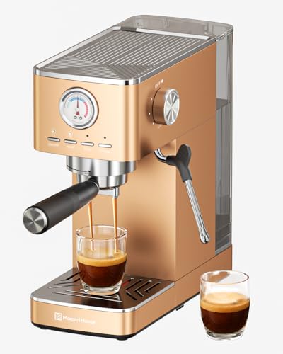 Image of Maestri House - ULKA 20 Bar Espresso Machines, Compact Coffee Machine with Built-in Flow Meter, Steam Milk Frother, 46oz Removable Water Tank, Coffee Machine