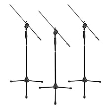 3 Stands With Easy To Use Hand Height Adjustment Clutch Telescopic Boom Arm Sturdy Tripod Legs 3/8" and 5/8" Clip Thread Suitable For Live and Studio Use