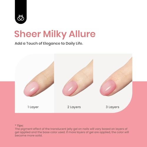 Image of Beetles Nude Pink Gel Nail Polish, 15ml Neutral Sheer Pink Jelly Gel Polish Translucent Effect Concealer Spring Summer Color Soak off UV French Art Design DIY Manicure Gift for Women