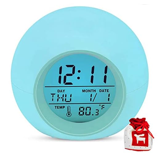 Kids Alarm Clock, Digital Alarm Clocks with Snooze, 7 Color Night Light, Alarm Clock for Kids, Wake Up Digital Clock for Room Decor (Round)