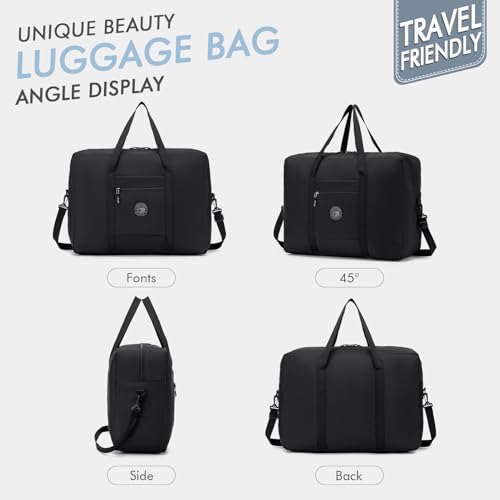 BAGZY Handgepäck Tasche 55x40x20 Faltbar für TUI Airways Lufthansa Ryanair, 45L Groß Reisetasche Flugzeug Leicht Wasserdicht Sporttasche Gym Duffle Bag für Weekender Krankenhaustasche Herren & Damen