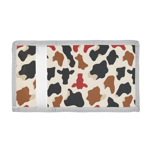 ALAZA Kids Wallets for Boys Girls Toddler Trifold Wallet Children Small Brown Black Red Cow Spots with Zipper Coin Pocket2