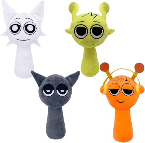 Benolls Sprunki Plushies Merch,Sprunki Plush Toys,Soft Stuffed Animal Pillow Figure Doll Christmas Birthday Gifts for Adult Kids (4PCS-B)