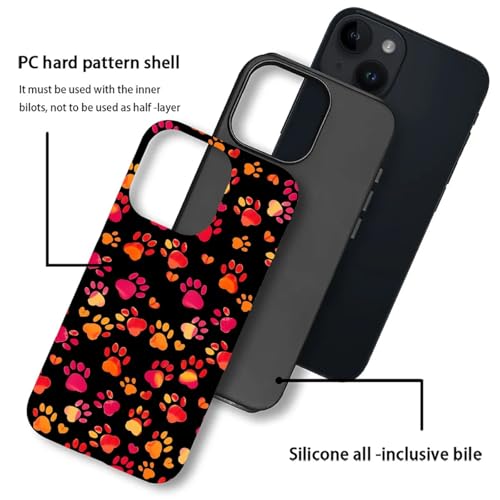 Bvkilrvc Compatible with iPhone 13/iPhone 14 Case, Red Dog Paw Pattern Print Phone Case Funny Liquid Silicone Case Impact Resistant Anti-Scratch Shockproof Protective Cover - image 5