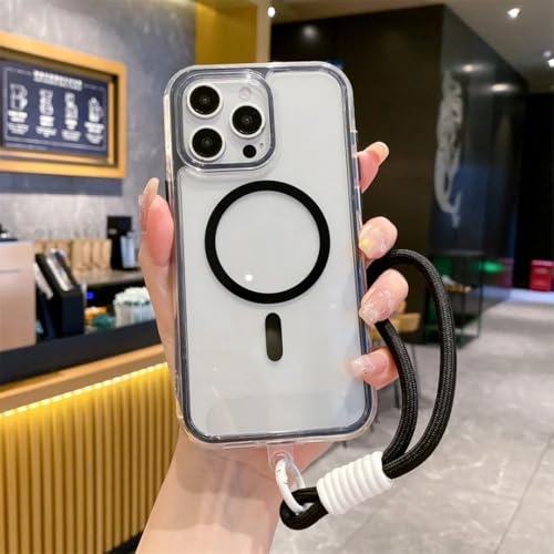 Coque airbag iPhone 14 magnétique transparente anti-chute noire