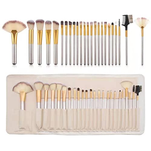 Make up Pinsel Set, Nincee 24 Stück Professionelle Make-Up Pinsel Pulver Flüssige Creme Gesicht Lidschatten Kosmetik Make-Up-Pinsel-Set Mit Roll Up Pu-Leder Tasche, Holzgriff Cover