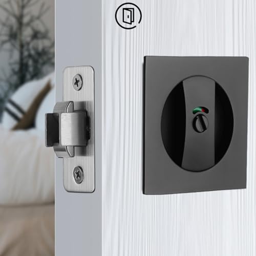 Set de Herrajes para Puerta Cuadrada de bolsillo con Cerraduras de Privacidad Fácil Instalación para Grosor de 30-50mm miniatura 5
