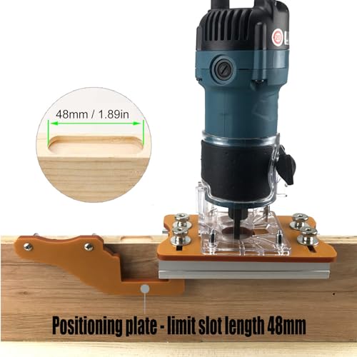 Trimming Machine Bracket, 2 in 1 Invisible Fastener Slotting Bracket for Woodworking, Aluminum Alloy Wood Router Slotting Locator, Woodworking Router Base for 65mm Router by Fockety - Used condition - Image 4
