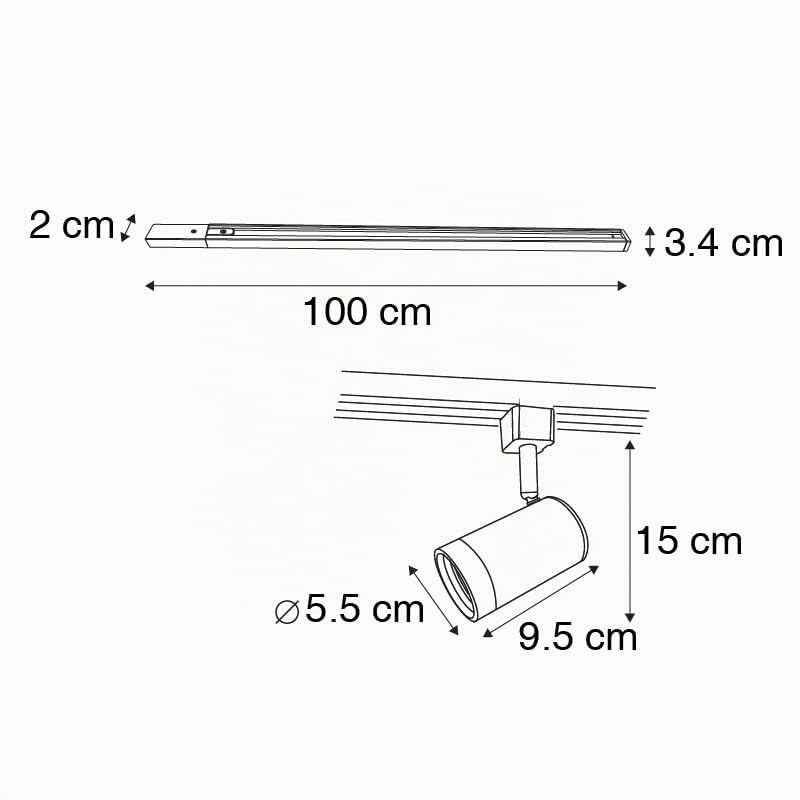 Qazqa jeana - Système de rail spot luminaire plafond, plafonnier compatible pour led - 14 lumière - L 800 cm - Blanc - Moderne - éclairage intérieur - Salon I Chambre I Cuisine I Salle à manger