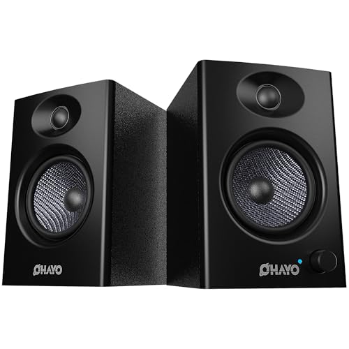 OHAYO C6 Bookshelf Speakers with 60W Peak Power, Stereo 2.0, Active Bluetooth 5.3, RCA/AUX/USB Input,Integrated Sound Card for Music and Gaming, PC Speakers for Desktop PC,TV or Laptop, Black