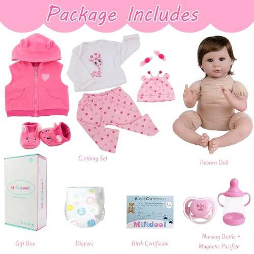 Image of Milidool Reborn Baby Dolls, Realistic Newborn Dolls, 22 inch Lifelike Weighted Soft Body Baby Doll
