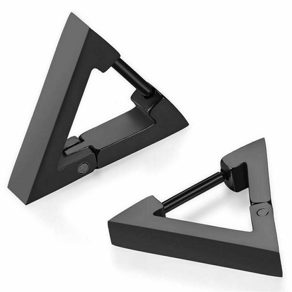 PS CREATION Punk Rock Stainless Steel Triangle Mens Womens Hoop Huggie Ear Studs Earrings (BLACK) (B09RV46D22) Amazon Price History, Amazon Price Tracker