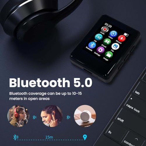 Image of M01 Portable Mp3 Music Player with Bluetooth 5.0, Hi-Fi Audio, 1.77-inch Colour Screen, 32gb Storage (up to 128gb), Type-C Port, SD Card Slot, Video Playback, E-Book, Alarm (Black)