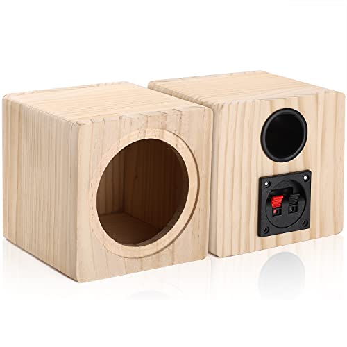 Image of Facmogu 4in Solid Wood Speaker Enclosure with Grill Cover & Terminal Cup