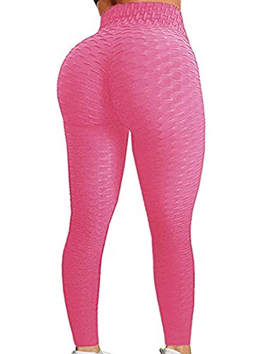 RIOJOY Yoga Pants for Women,Honeycomb High Waist Ruched Butt Scrunch Booty Fitness Leggings