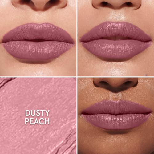 Image of Kiro Slickstick Luxe Matte Lipstick - Dusty Peach, 2.4g | High-Pigment Velvet Matte Finish | Hydrating & Long-Lasting | Infused with Peptides & Hyaluronic Spheres | 12 Nude, Pink, Brown & Red Shades