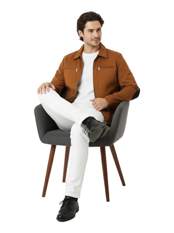 Buy Leather Retail Men's Brown Suede Casual Jacket - Image 5