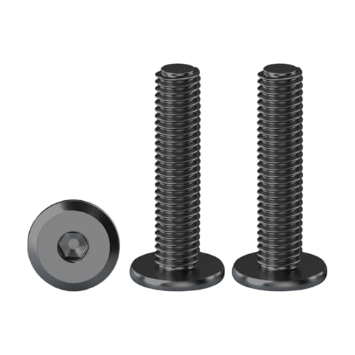 Drenky M5 X 25mm Black Flat Hex Bolts, 20 Pack, 304 Stainless Steel, Flat Head Hexagon