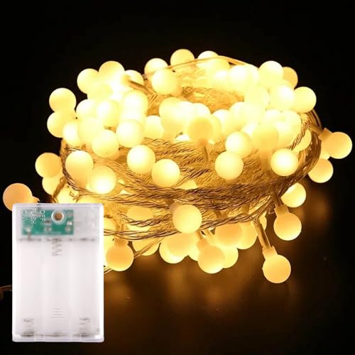 FerraDrend 3M 20 LED Catena Luminosa a Sfera, Luci LED a Batteria, 2 Modalità Luci da Esterno a Batteria, Catena Lampadine da Esterno per Giardino, Casa, Feste, Natale, Matrimonio, Feste, Balcone