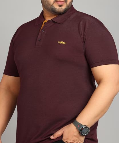 Image of INKKR Plus Size Men's Regular Fit Solid Polo Tshirt