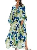 EDOLYNSA Kaftan Dresses for Women Plus Size Caftans Printed Mumu Dress Beachwear Cover up Comfy Homewear African Robe