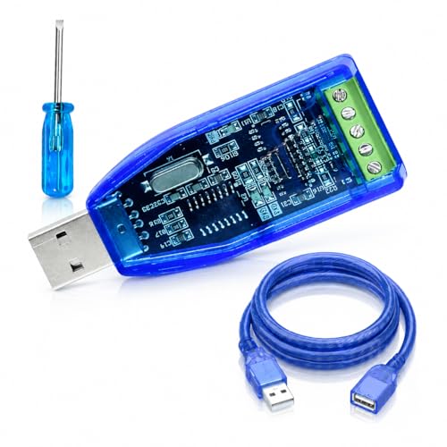 USB to RS485 Converter with Shielded 1m Cable & Mini Screwdriver – Compatible with Cash Register, Scanner, Tax Machine, PLC, Industrial Automation (CH340)‌