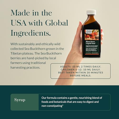 image for Gaia Herbs Plant Force Liquid Iron - Vegetarian Iron Supplement to Hel
