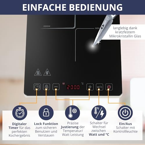 Plaque à induction mince commande tactile 2000 W Sommertal