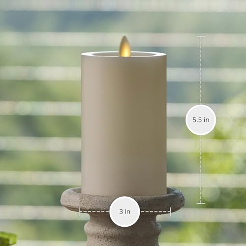 Image of Luminara - Flameless LED Battery Operated Flickering Pillar Candles - Pearl Ivory - Pack of 1-3x5.5 - Realistic Moving Flame Real Wax Indoor /Outdoor