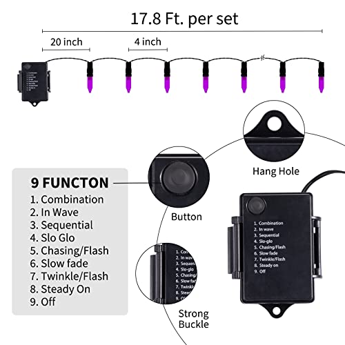 Image of Christamas Decorations Purple String Lights Battery Operated 17.8 Feet 50 LED 2 Pack Waterproof Mini Fairy Lights with 8 Lighting Modes for Outdoor Indoor Use, Xmas Halloween Tree Holiday Party Patio