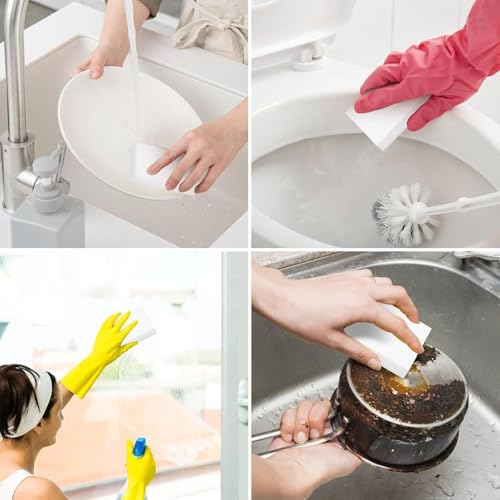 Image of 12 Pack Melamine Magic Sponge Erasers - Multi-Functional Cleaning Foam for Kitchen, Bathroom, Sink, Bathtub, Shoes & Walls