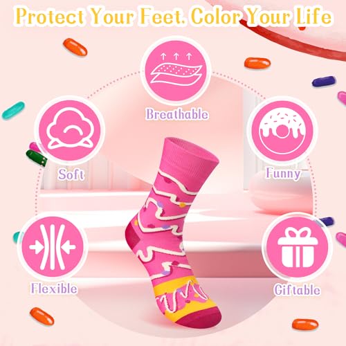 Image of Funny Donut Burger Food Socks Box, Crazy Socks for Women Teen Girls, Birthday Christmas Stocking Stuffers Gag Gifts