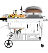 GFTIME 128 x 64 x 78 cm grillwagen serveerwagen voor Weber Q serie, Ninja Woodfire, pizzaoven, Tisc ...