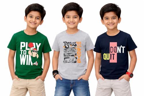 Image of Boys Cotton Full Sleeve T-Shirt Combo Pack of 3 | Soft & Comfortable Kids Wear